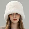 Autumn and Winter New Rex Rabbit Hair Top Hat Women's Casual Versatile Small Fragrant Fur Hat Warm Bucket Hat Shows Small Face