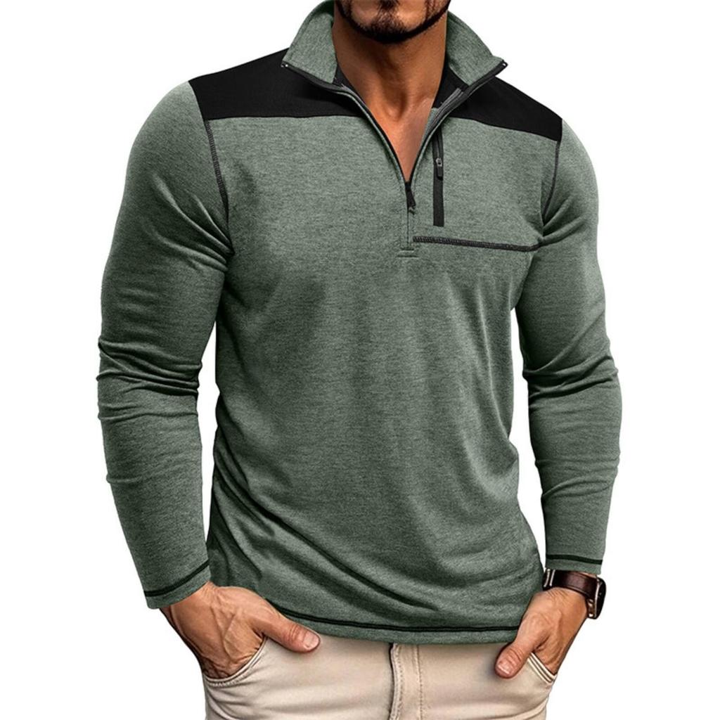 Men's Pullover Mock Neck Sweatshirts Athletic Casual Long Sleeve Golf Shirts