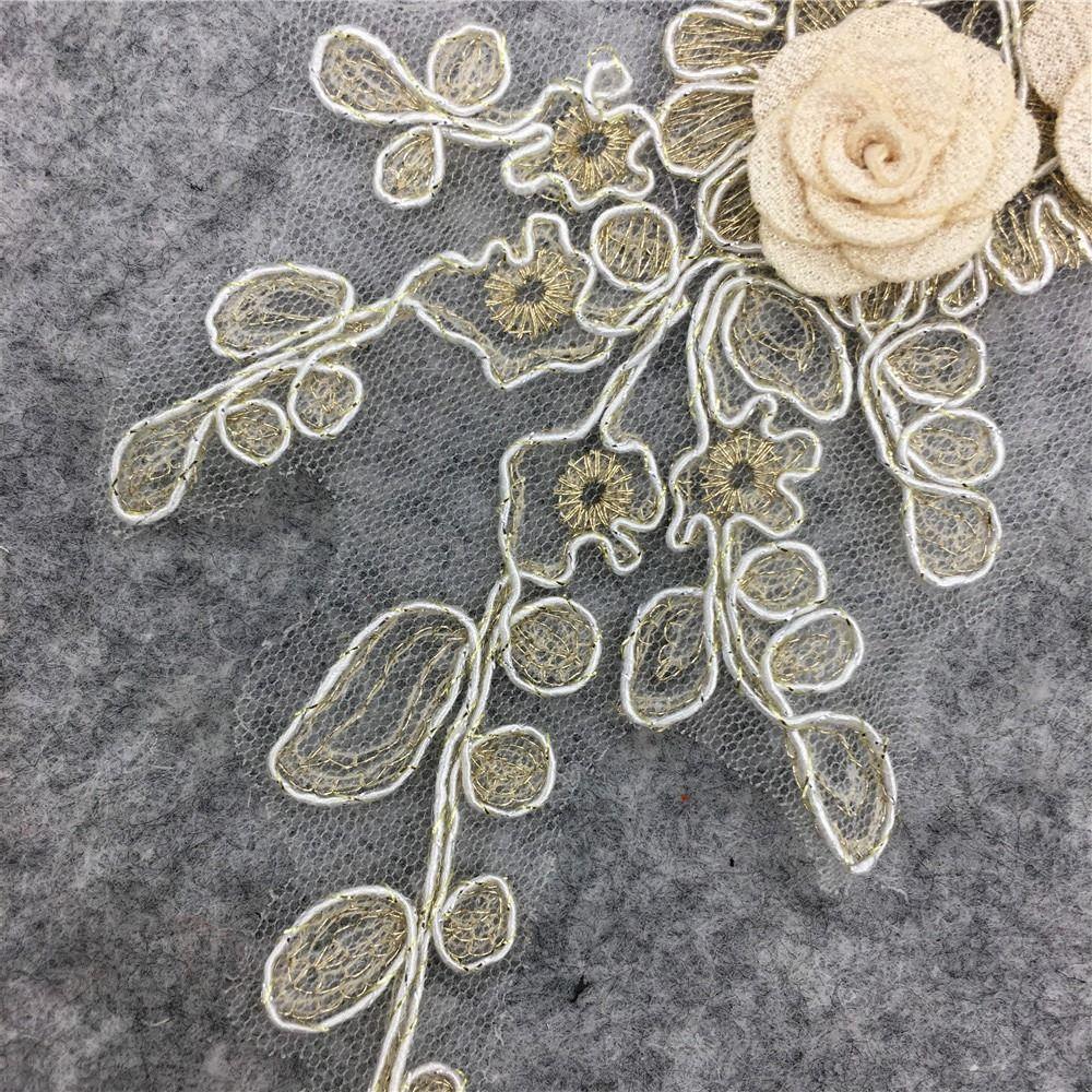 1Pcs Exquisite 3D Flowers Imitation Patch DIY Lace Collar Embroidery Patch Clothes Applique Accessories Sewing Trim Decoration