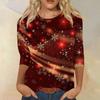 Women's Fashion Casual Seven Sleeve Christmas Printed Round Neck Top