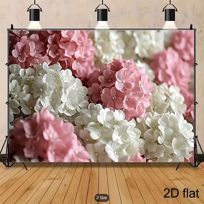 2D Flat Print Romantic Hydrangea Backdrop Studio Background Cloth