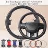 DIY Car Steering Wheel Cover For Ford Ranger 2016 2017 2018 2019 Everest 2016 2017 2018 2019 Microfiber Leather Auto Grip Cover