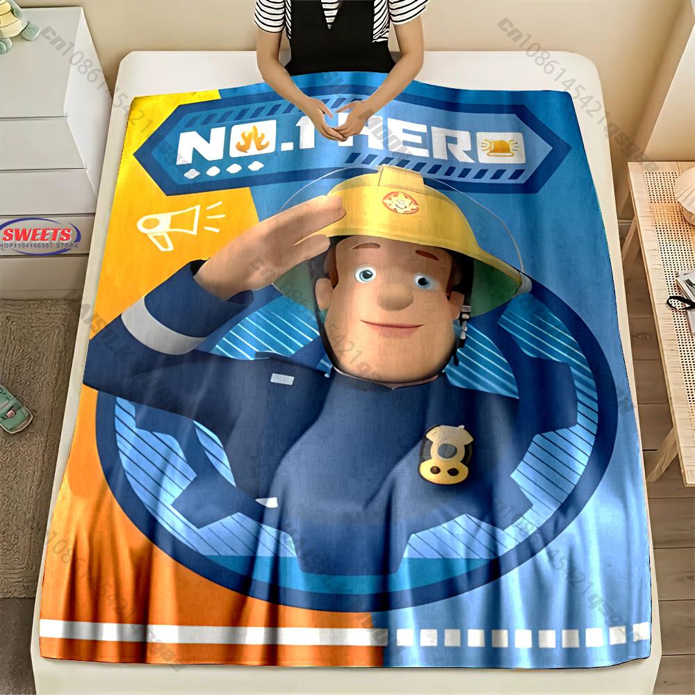 Cartoon Animation Theme Blanket Fireman S-Sam Print Blanket Home Travel Blanket Sofa Bedding Cover Blankets Gift for Boys Girls