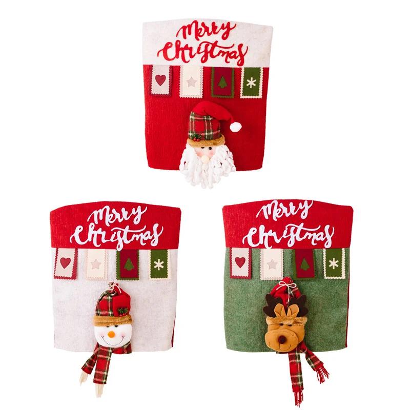 Christmas Decorative Chair Cover Reusable Doll Chair Cover Cartoon 3D Santa/Snowman Decorative Home Party New Year Decoration