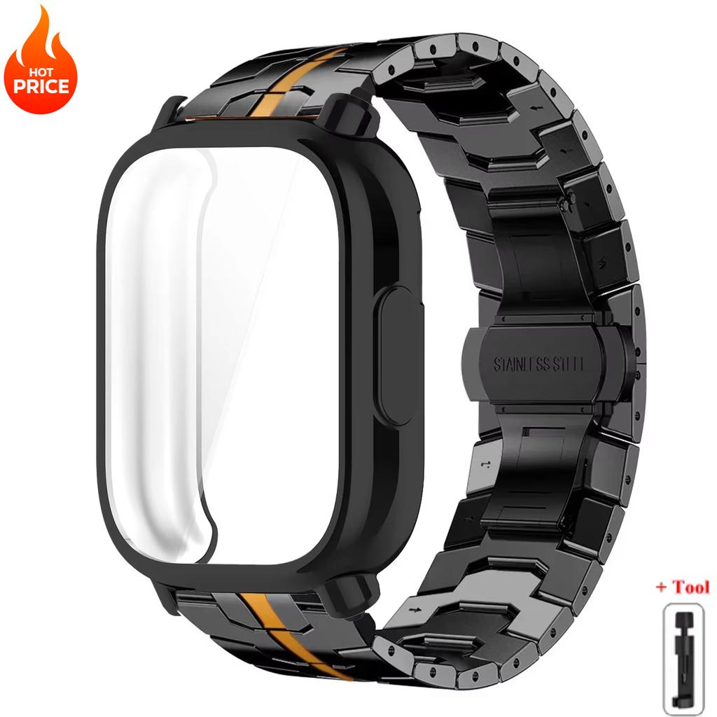 Чехол+Ремешок Для Redmi Watch 5 Active Мягкий ТПУ Чехол Для Xiaomi Redmi Watch 5 Lite Роскошный Металлический Ремешок Для Часов Браслет из Нержавеющей Стали