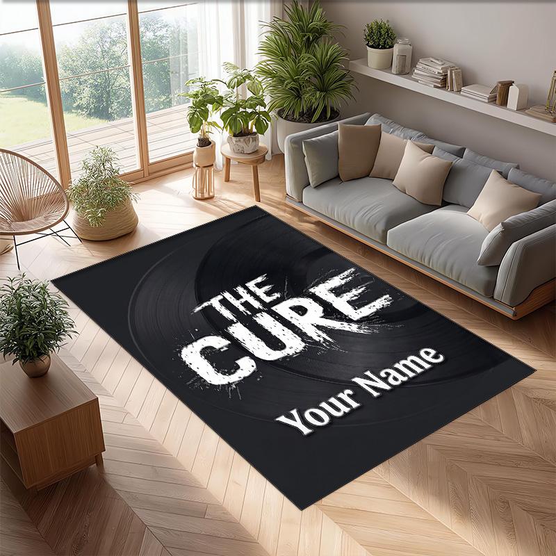 The Cure Crystal Velvet Rug, Custom Name Text Personalized Non‑Slip Floor Mat for Home Decor Gift