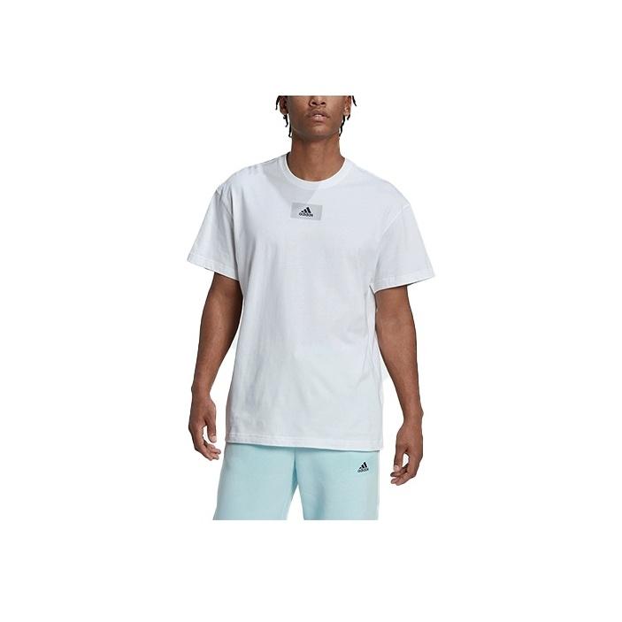 adidas Футболка с коротким рукавом и буквенным логотипом, повседневная, свободная, мужская, белая HN0977