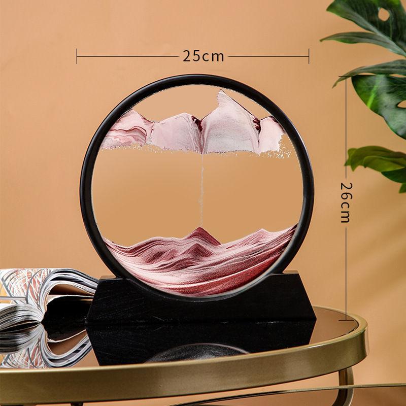 12inch Art Painting Deep Sea Sandscape Flowing Sand 3D Moving Sand Art Picture Hourglass Round Glass Home Decor