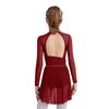 Girls Lyrical Dance Dress Mock Neck Long Sleeve Cutout Back Side Split Sheer Mesh Ruched Leotards