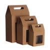 6Pcs Hot Kraft Paper Kids Gift Paper Gift Package Clear PVC Window Candy Wrapping Bag Present Case