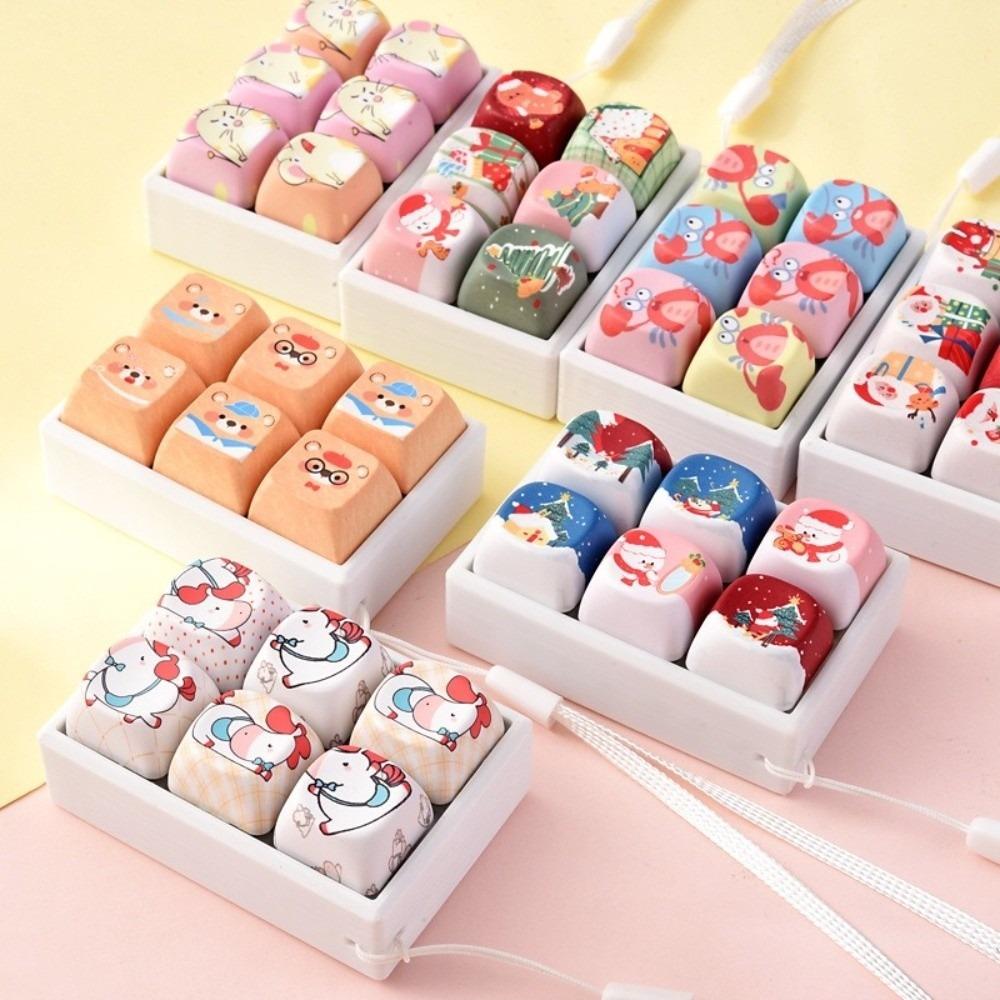 Cartoon Animals Keycap Fidget Keychain Sensory Clicky Button Keyboard Button Clicker Christmas