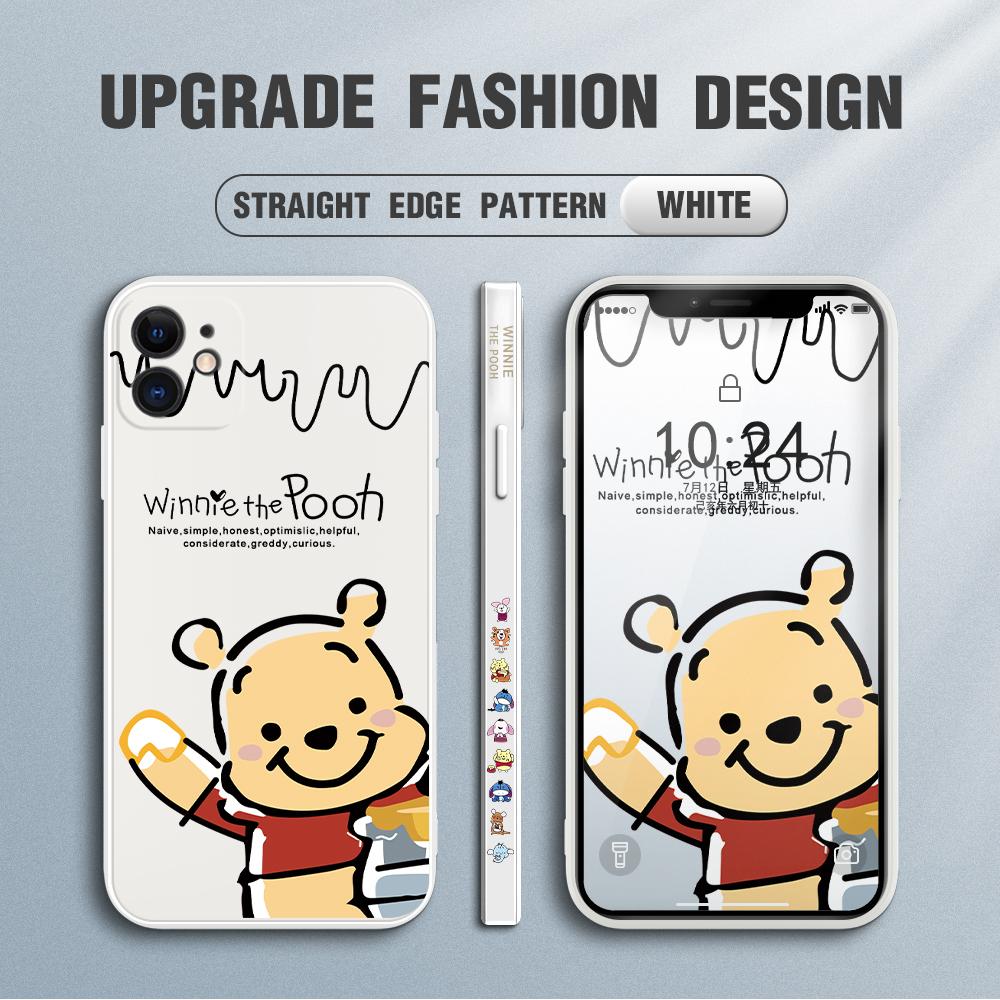Мультяшный Дисней Винни Пух Медведь с квадратным краем и узором, жидкий силиконовый противоударный чехол для телефона для iPhone OnePlus