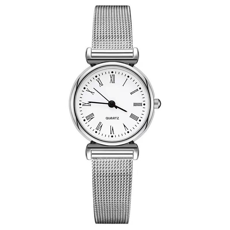 Элегантные женские часы с серебряным браслетом в виде бамбуковых звеньев - Простая, модная роскошь с маленьким циферблатом