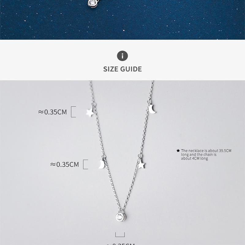Серебряная цепочка со звездами и луной 925 пробы, сверкающие звездные звенья, подвески для женщин, предотвращающие аллергию, ювелирные изделия