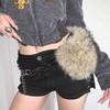 PU Leather Furry Waistband Y2k Y2K Waistband Simple Plush Belt  Autumn Winter