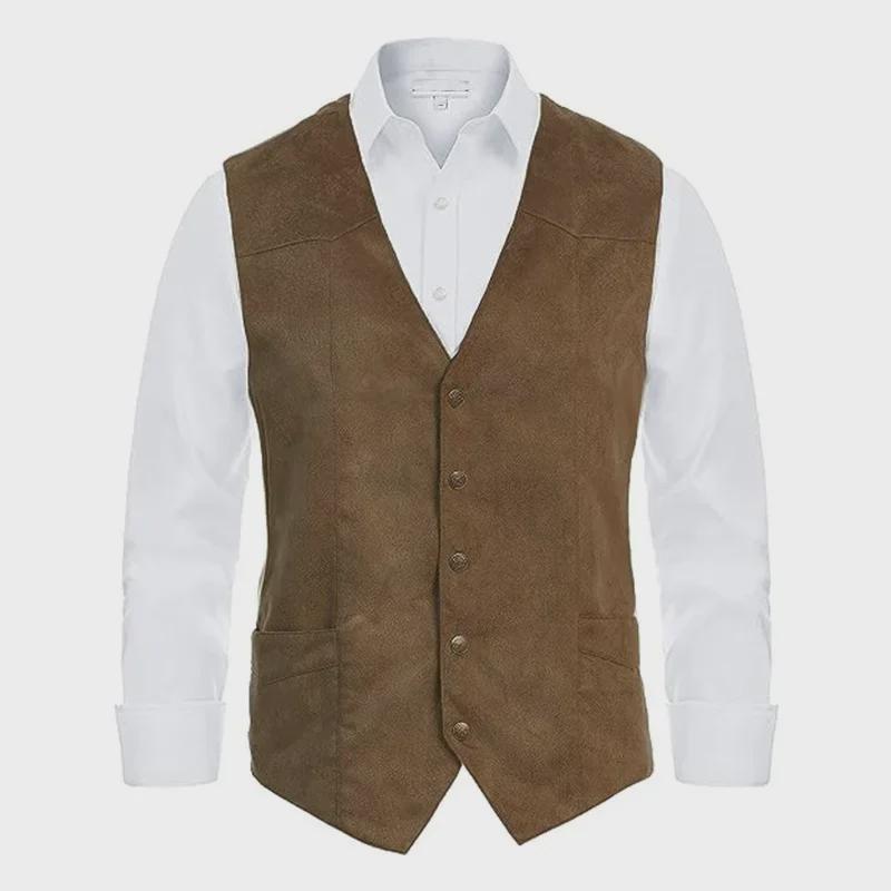 Men's Slim Fit Retro V-Neck Suit Vest for Casual & Formal Wear