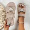 Linen Slippers Women Indoor Slippers Comzy Anti-Slip House Cotton Shoes Cute Bowknot Flat Slipper Couples Slides Spring Summer