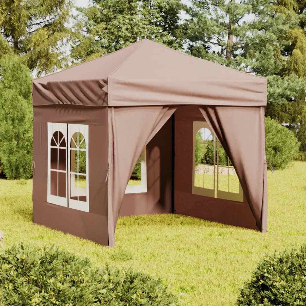 Vidaxl Składany Namiot Imprezowy Ze Ściankami, Taupe, 2X2 M