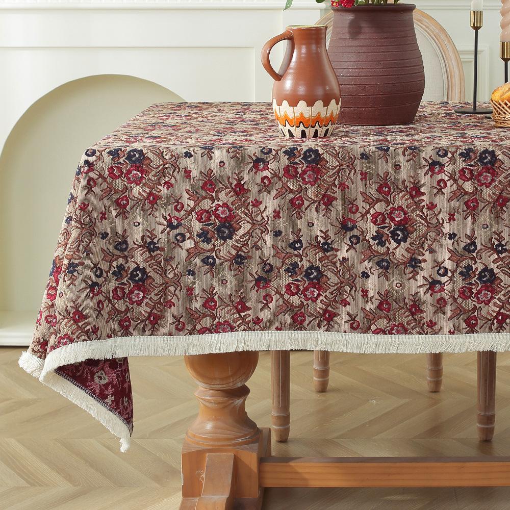 Скатерть в стиле винтажной масляной живописи, чехол для тумбы под телевизор, полотенце, жаккардовая хлопковая льняная ткань, бытовые прямоугольные скатерти