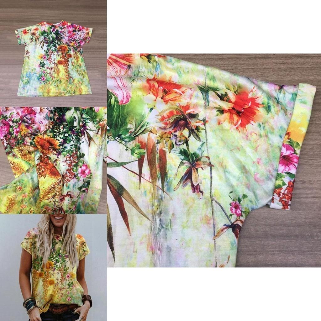 Women's Floral Print Short Sleeve Tops Featuring Soft Material For Ultimate Comfort