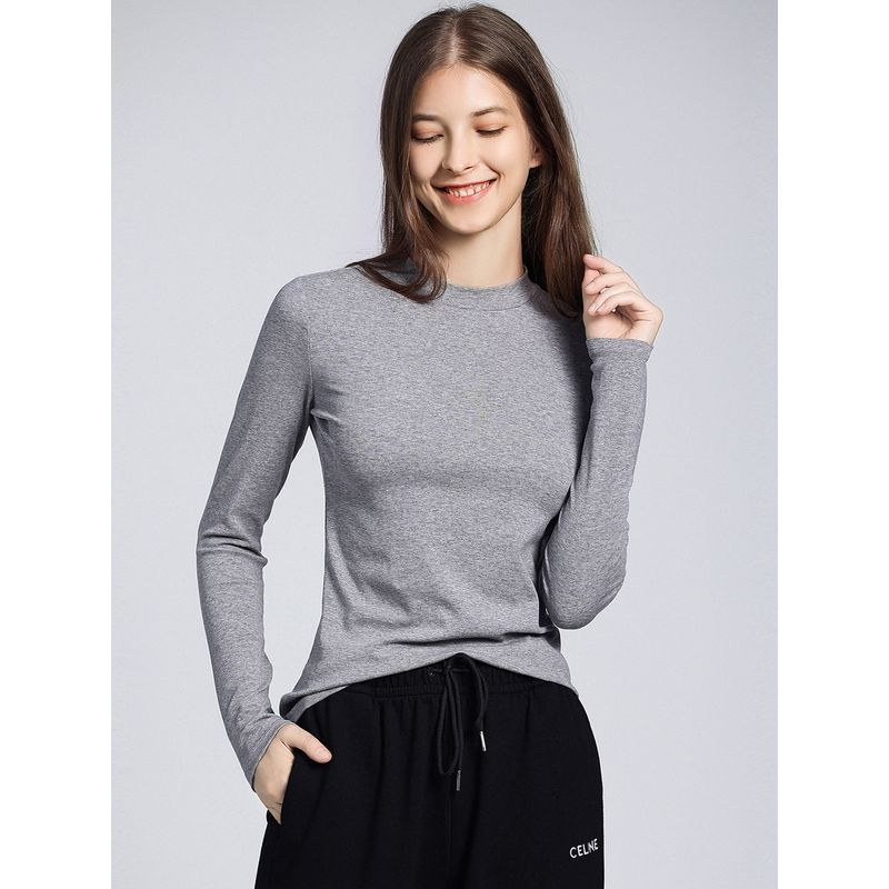 Base Shirt Women's Autumn Clothing Fashionable New Fashion 2025 Long Sleeves Base Shirt Pure Cotton Slim Looking T-shirt Round Neck Tops Tide