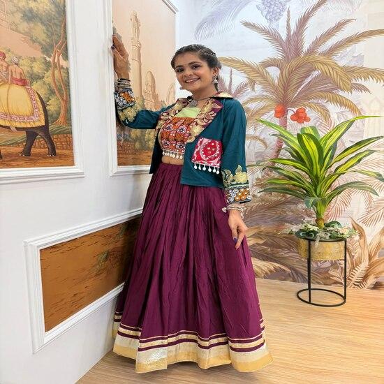 Bohemian Chic Skirt & Embroidered Jacket Set with Crop Top