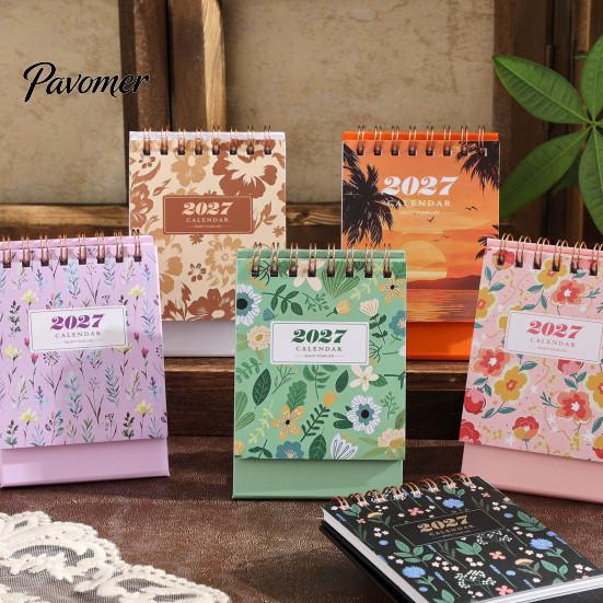 Цветочный тематический перекидной календарь 2026-2027 Мини-настольный календарь, 18 месяцев Июль 2026 по Дек 2027 Компактный настольный на подставке с двойной спиральной обложкой