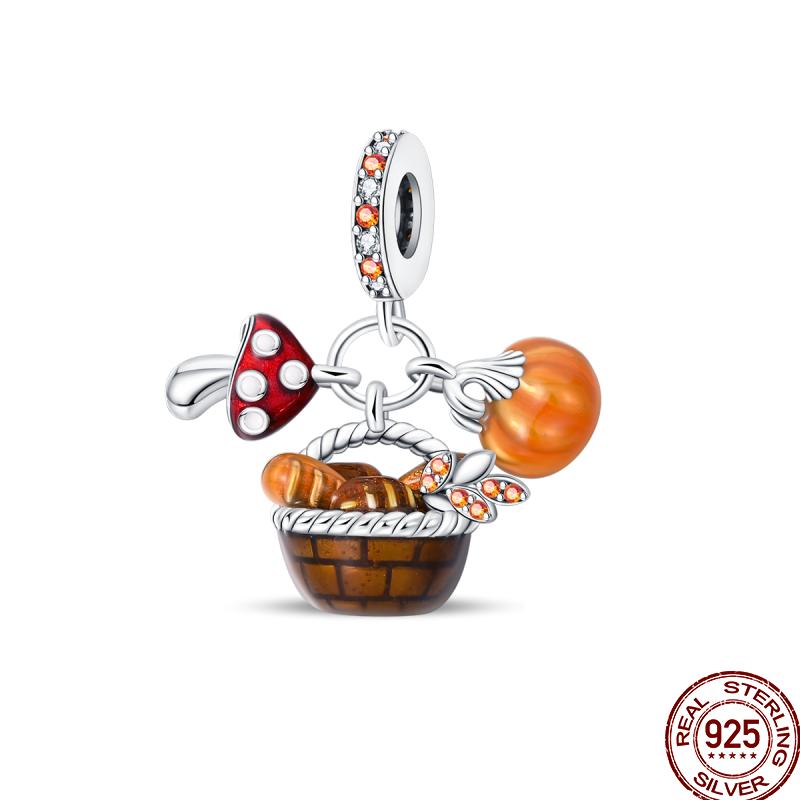 Copper Pumpkin Maple Leaf Squirrel Scarecrow Harvest Autumn Charm Beads Suitable For Pan Original Bracelet