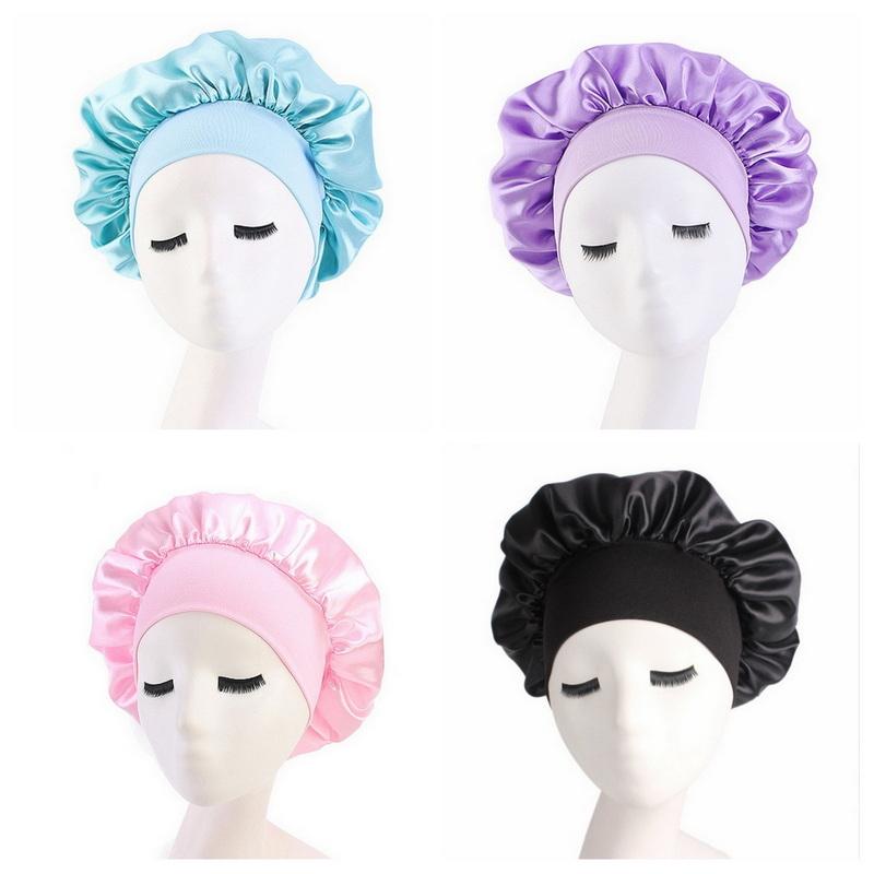 Атласный чепчик для сна женщин шелковые ночные чепчики для сна с резинкой для женщин