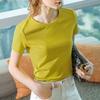 Solid Color Short-sleeved T-shirt for Women's New Women's Solid Color Round Neck Cotton T-shirt To Make You Look Slim and Belly-covering Top