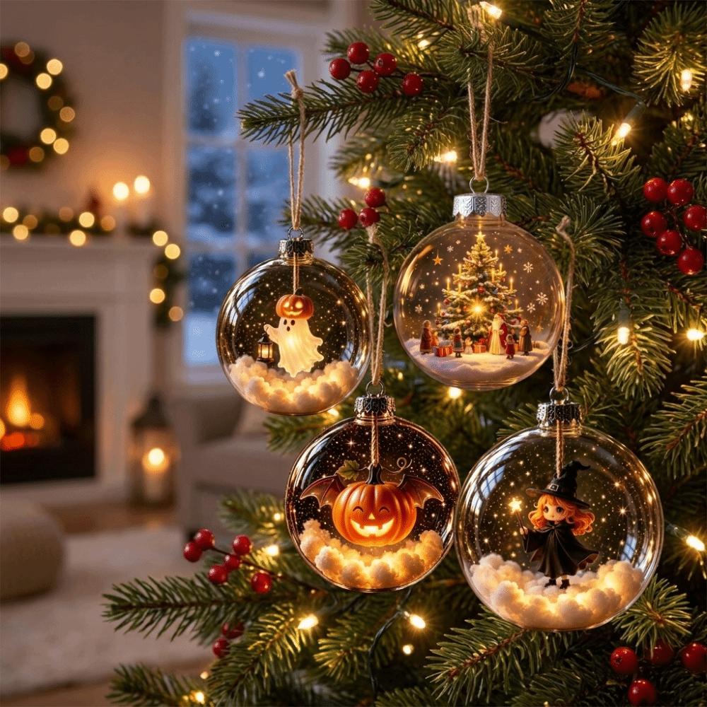 Transparent Christmas Transparent Ball Pendant LED Christmas Tree Globe Decor Outdoor Decor