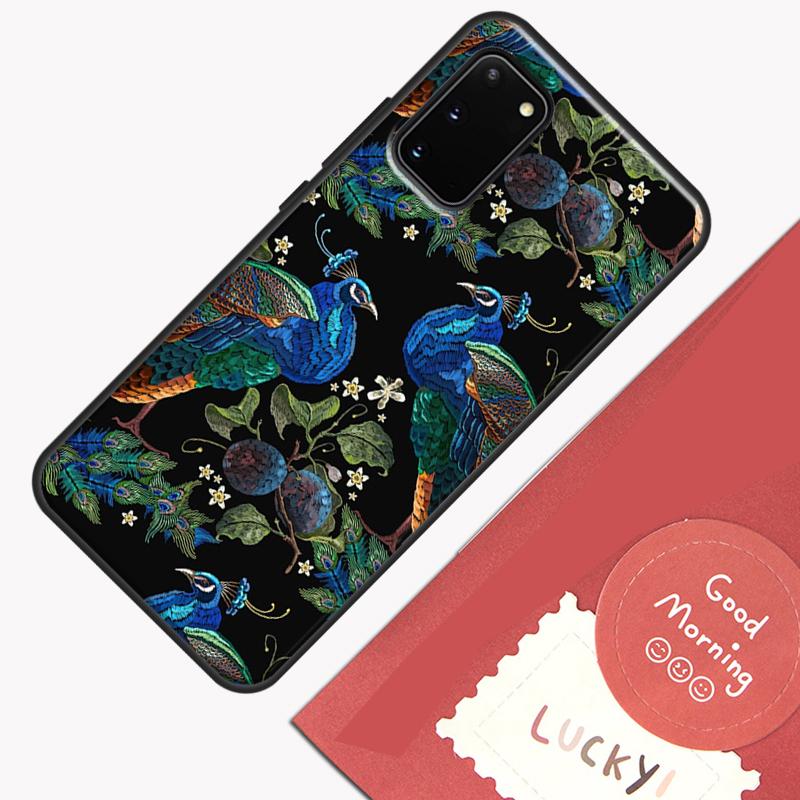 Bird Peacock Feather Case For Samsung Galaxy S22 S21 S23 Ultra Note 20 S8 S9 S10 Note 10 Plus S20 FE Back Cover