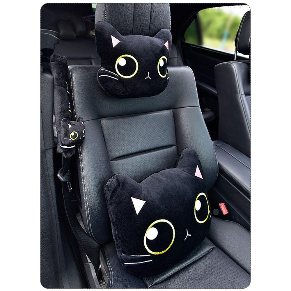 Cushion Black Cat Seat Support Car Neck Pillow Cat Headrest Seatbelt Shoulder Covers Car Headrest