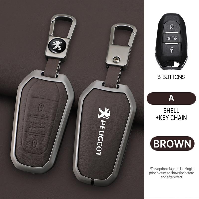 For Peugeot 208 308 408 508 2008 4008 5008 3008 Fashion Leather Car Key Case Cover Shell Holder Protector Key Bag Accessories