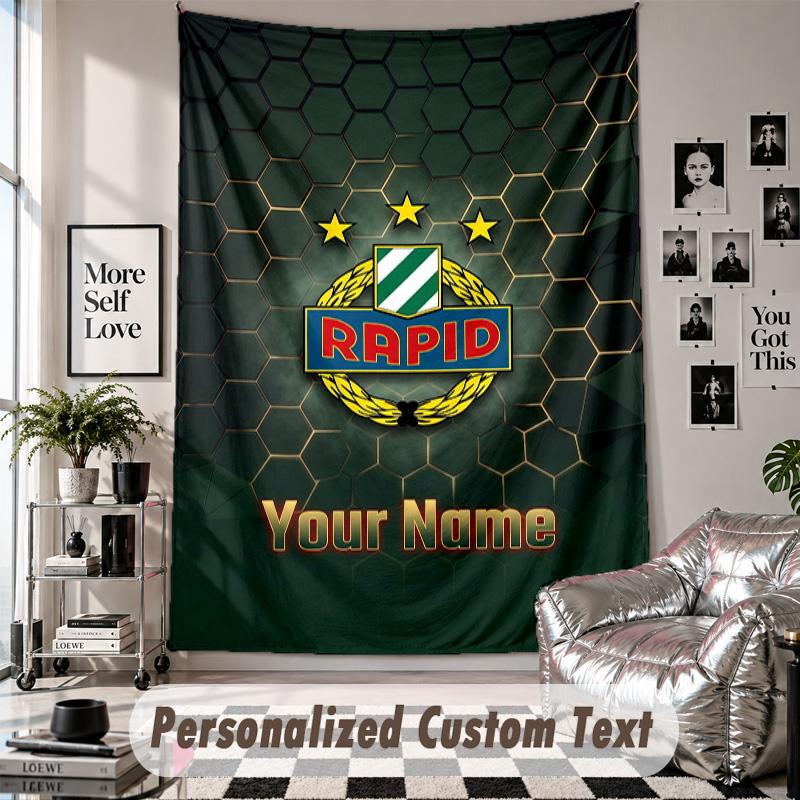 Custom Tapestry Wall Hanging, Rapid Wien FC Personalized Name Text Home Wall Decor