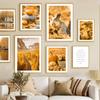 Autumn Forest Highway Lake Pumpkin Squirrel Village Nordic Poster Wall Art Print Canvas Painting Wall Pictures For Bedroom Decor