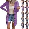 Women's Casual Cardigan Halloween Printed Long Sleeve Top With Pockets