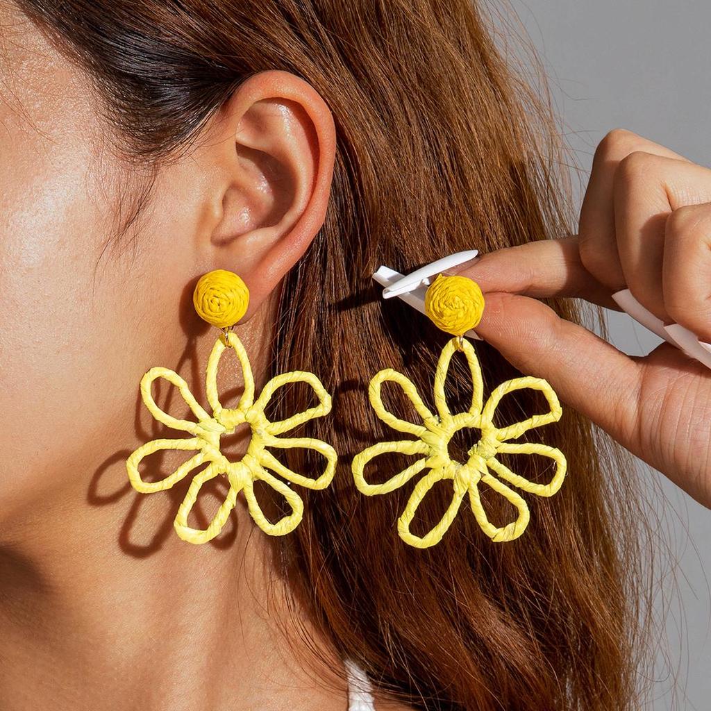 Серьги-подвески из свежей, нежной, красочной травы Лафита в виде плетеного цветка в стиле морского отпуска, универсальные, персонализированные серьги, ювелирные изделия