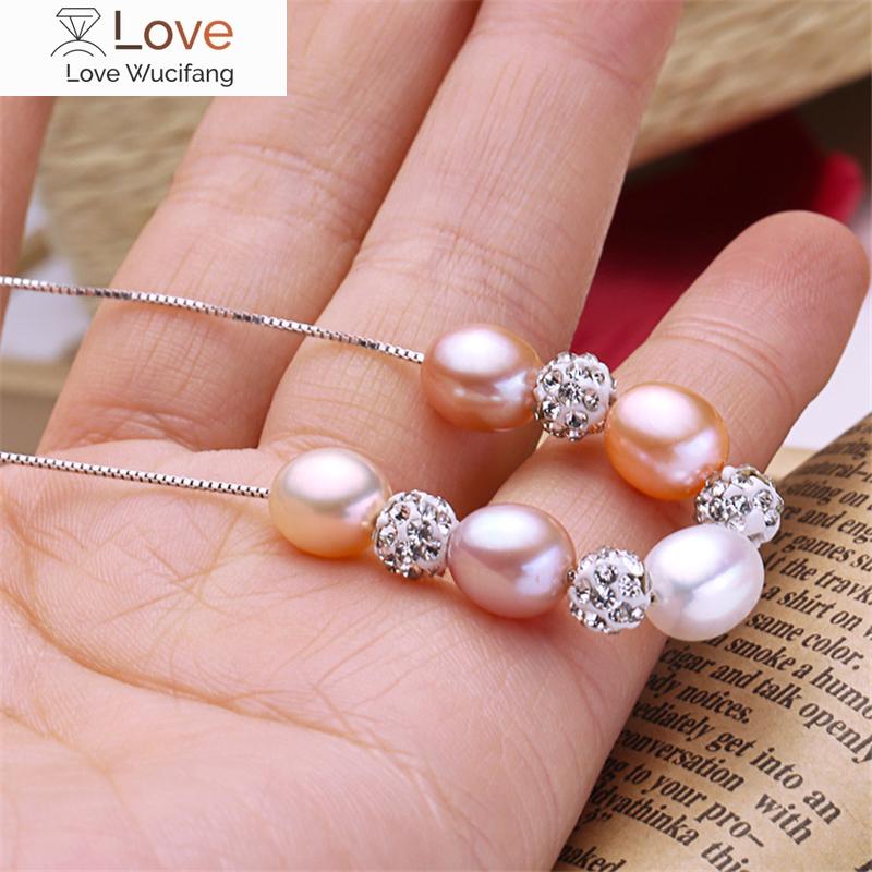 Genuine 925 Sterling Silver Pendant Necklace Natural Freshwater Pearl Choker Necklace For Women Jewelry Fashion Gift