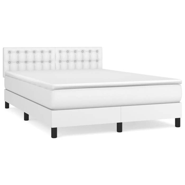 Maison Exclusive - Sommier à lattes de lit avec matelas Blanc 140x200cm Similicuir