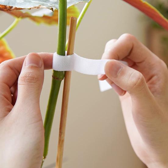 Plant Tie Double Sides Reusable Nylon Hook Loop Garden Supports Bamboo Cane