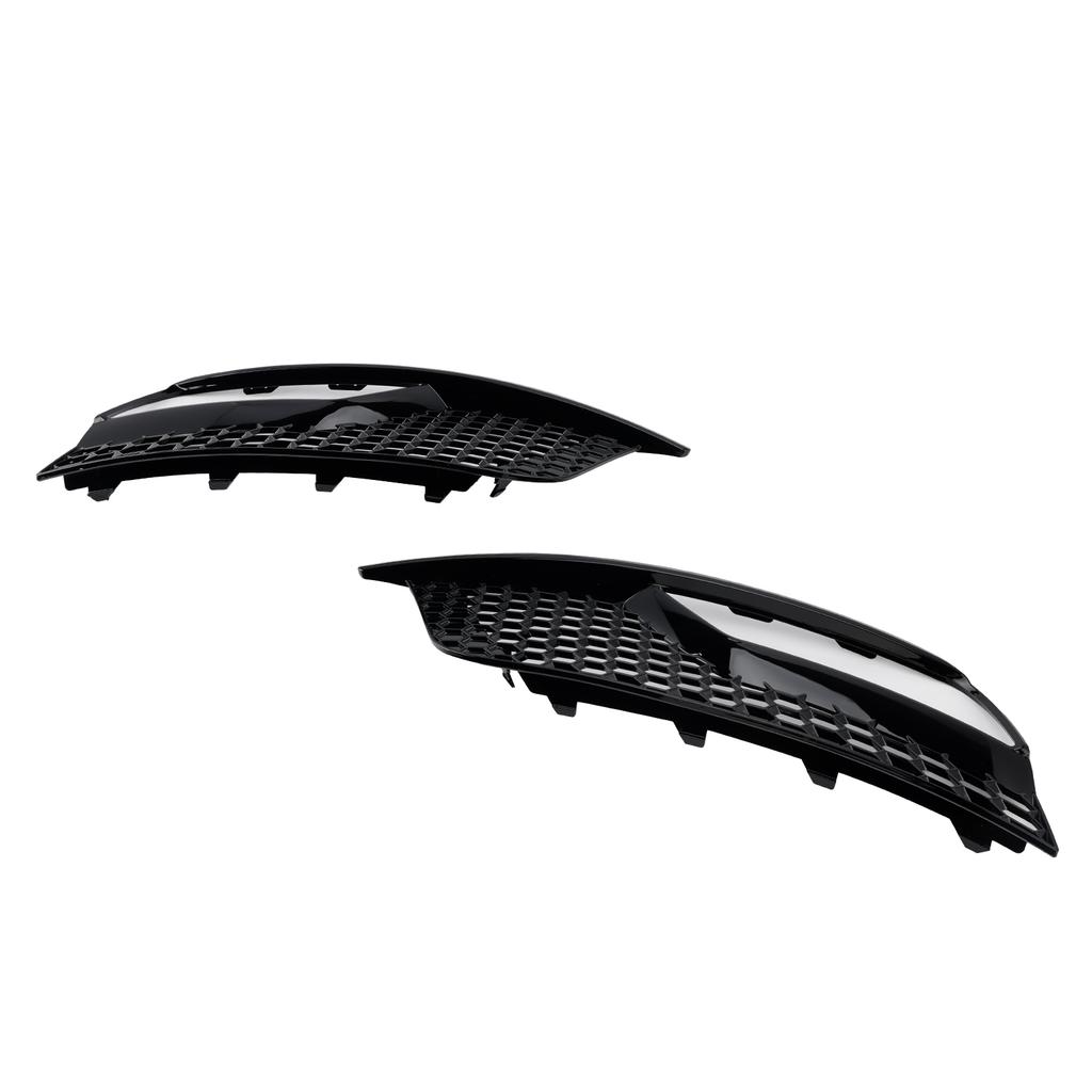 Gloss Black Front Fog Light Grill Covers 8V5807681A9B9 8V5807682A9B9 Fit A3 8V Sedan 2013-2016