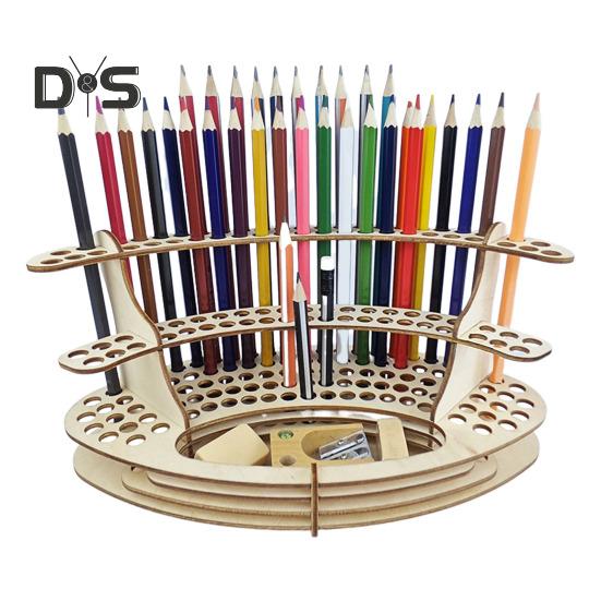 Wooden Paint Brush Holder 140 Holes Paintbrush Holder Organizer Paint Brush Stand Large Capacity Pen Pencil Rack