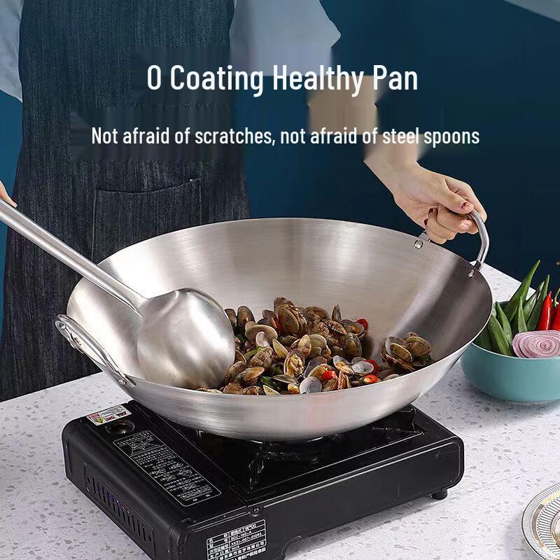 50cm Commercial Double-Handle Round Bottom Iron Wok