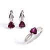 Light Luxury June Birthstone Natural Rhodolite Garnet Ring Earrings Jewelry Set Elegant Design Women's Fine Jewelry