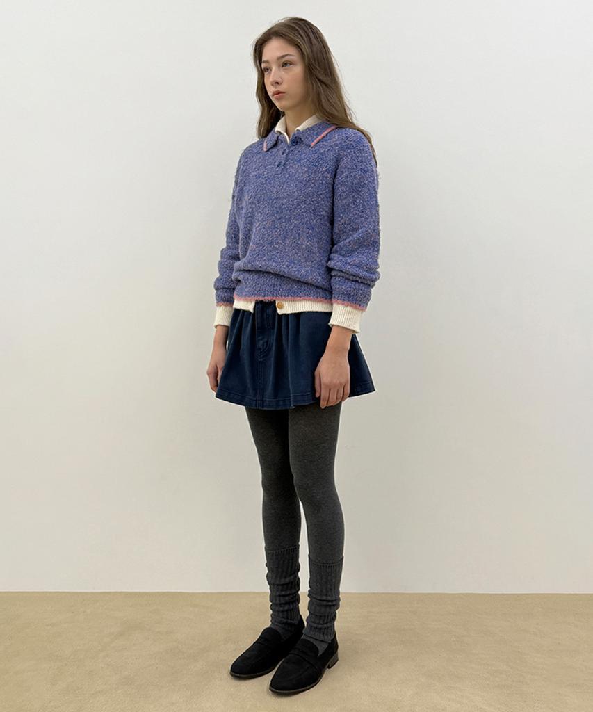 SINOON Mixed Boucle Collar Knit (Blue)