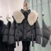 Женская Зимняя Новая Мода Свободный Толстый Стиль Западный Стиль Большой Меховой Воротник Пуховая Хлопковая Одежда Это Тонкая Хлопковая Одежда