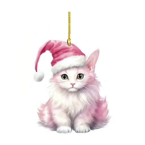 Cat Pendant Car Ornament Hanging Realistic Animal Cat Rearview Mirror Hanging Decor Acrylic Car Charm Party Festival Gift for Car Lovers