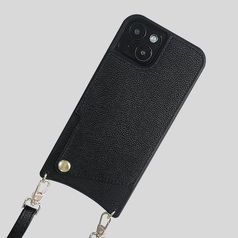 Чехол-чехол Crossbody Lanyard Leather Case для Apple 16 Pro Max — дизайн «рыбий хвост», защита от падений