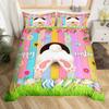 Пасхальные яйца Кроличий хвост Пододеяльник Тюльпаны Покрывало Радужная деревянная доска Мультяшный животный Постельный комплект Пасхальный декор